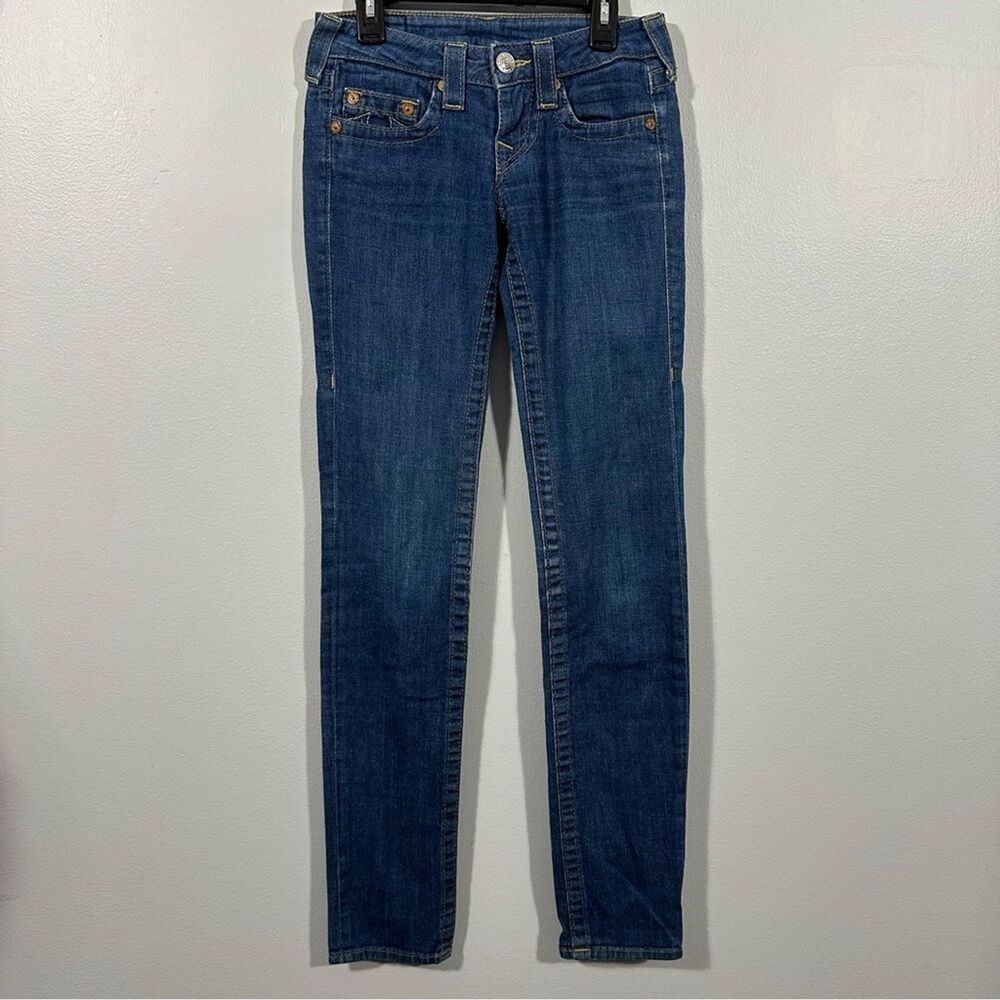 True Religion Jeans Womens Size 24 Blue Skinny Leg Denim Low Rise Stretch